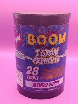 BOOM- Mendo Purps- 28pk of 1g pre-rolls- INDICA
