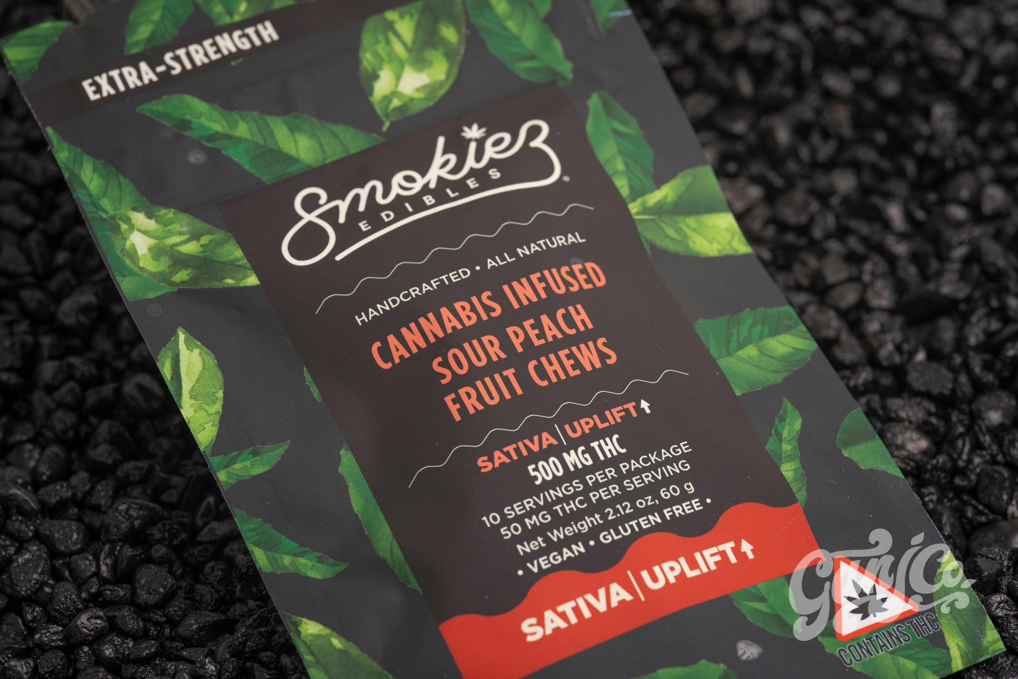 Sour Peach Gummies | 500mg | 10ct | 50mg/ea by Smokiez Edibles