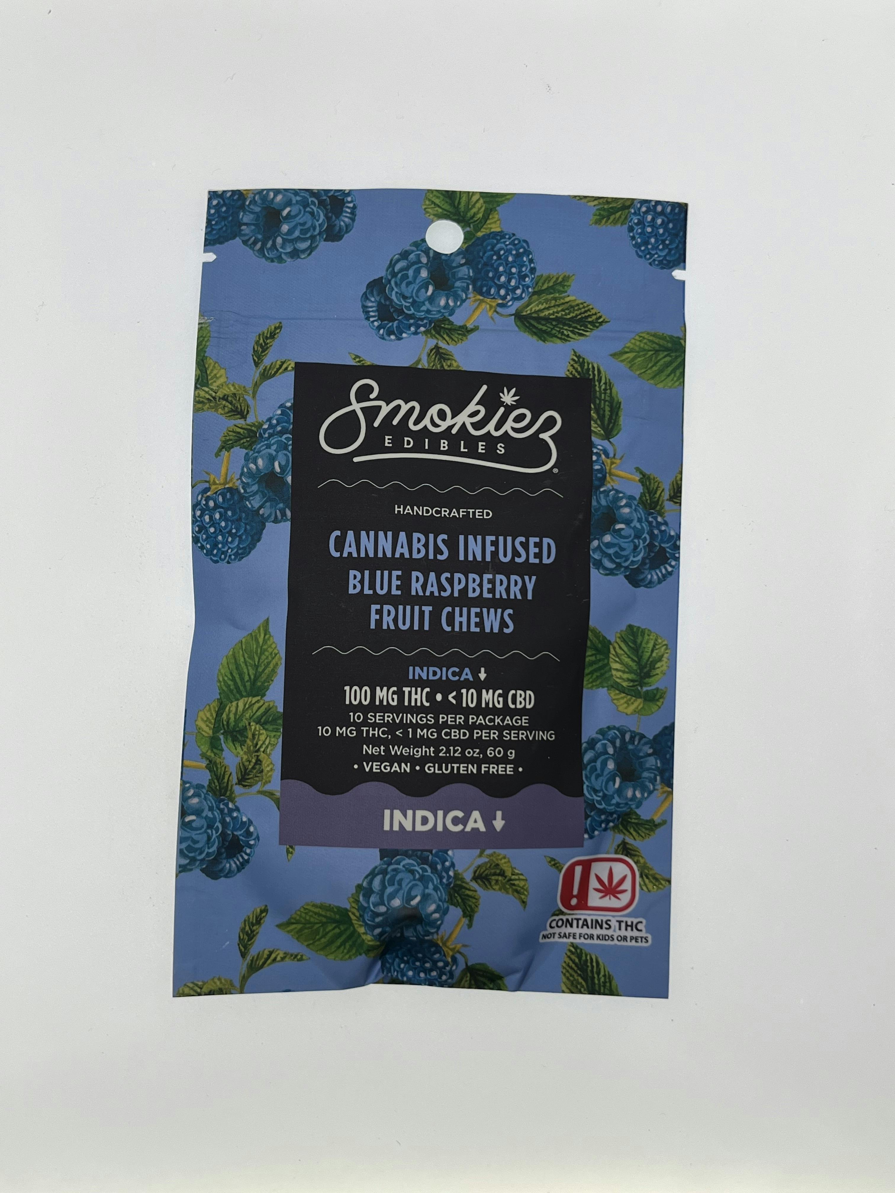 Sour Blue Raspberry Gummies | 100mg | 10ct | 10mg/ea by Smokiez Edibles