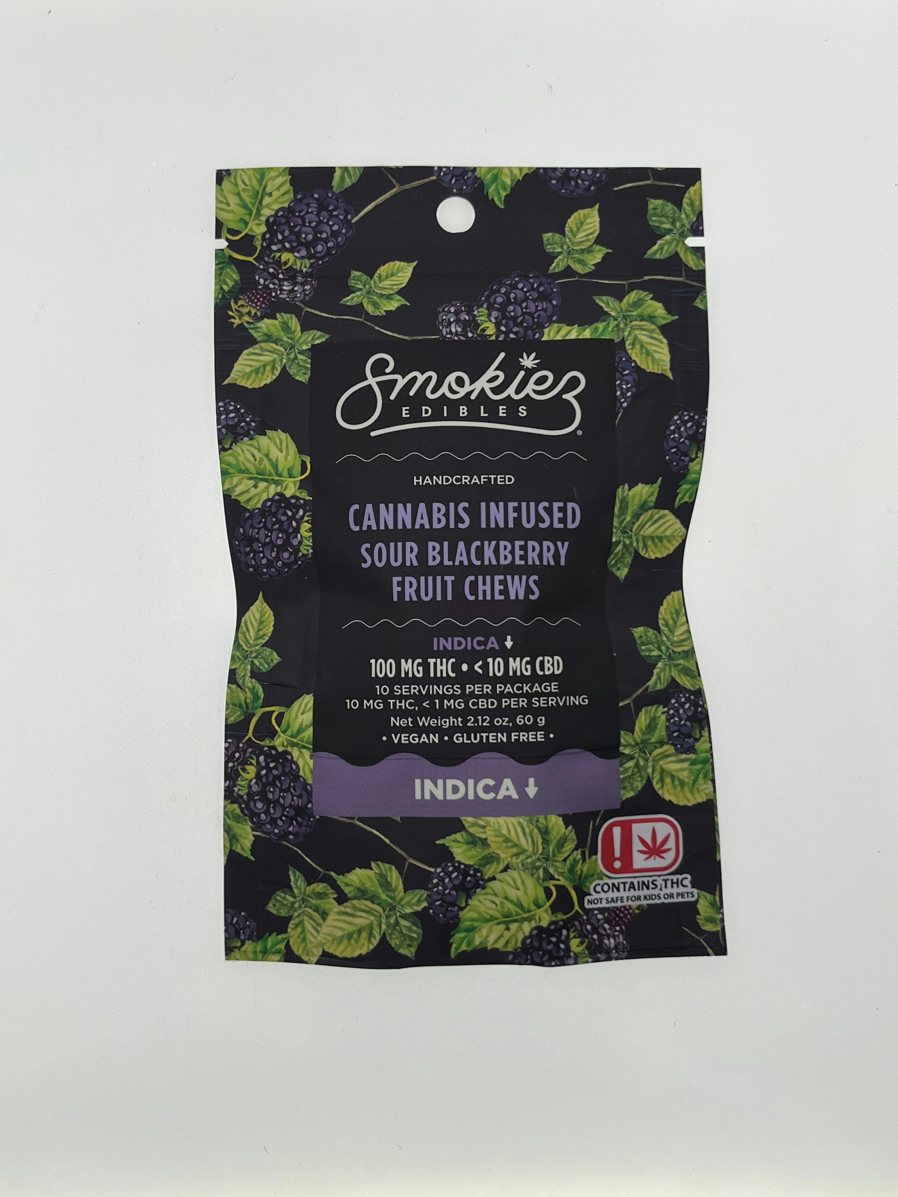 Sour Blackberry Gummies | 100mg | 10ct | 10mg/ea by Smokiez Edibles