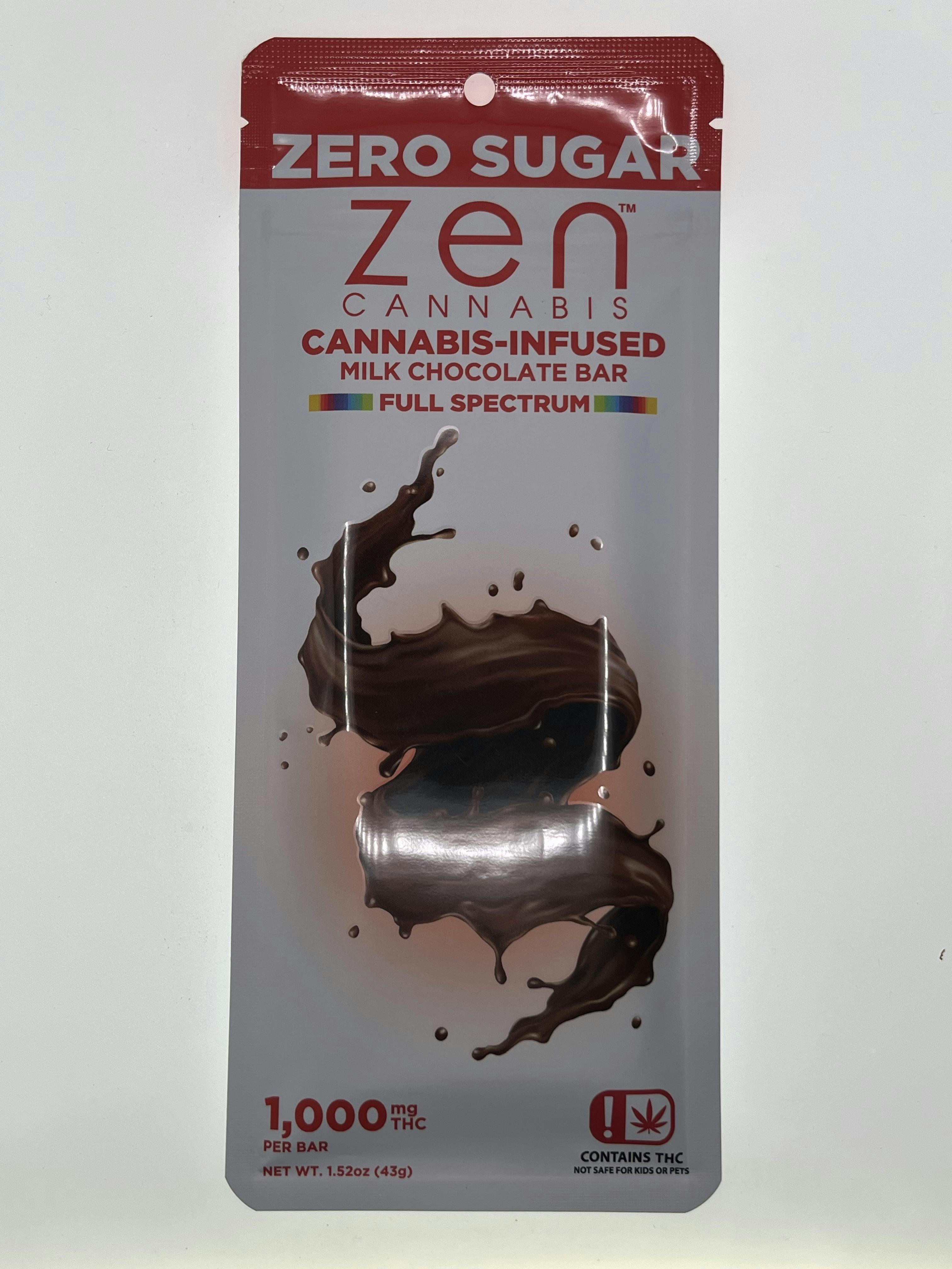 Sugar-Free Milk Chocolate Bar by Zen Cannabis