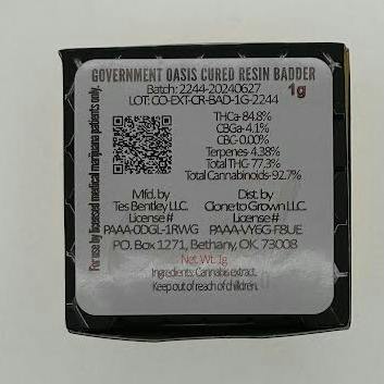 Government Oasis 1g Badder (Cartel)