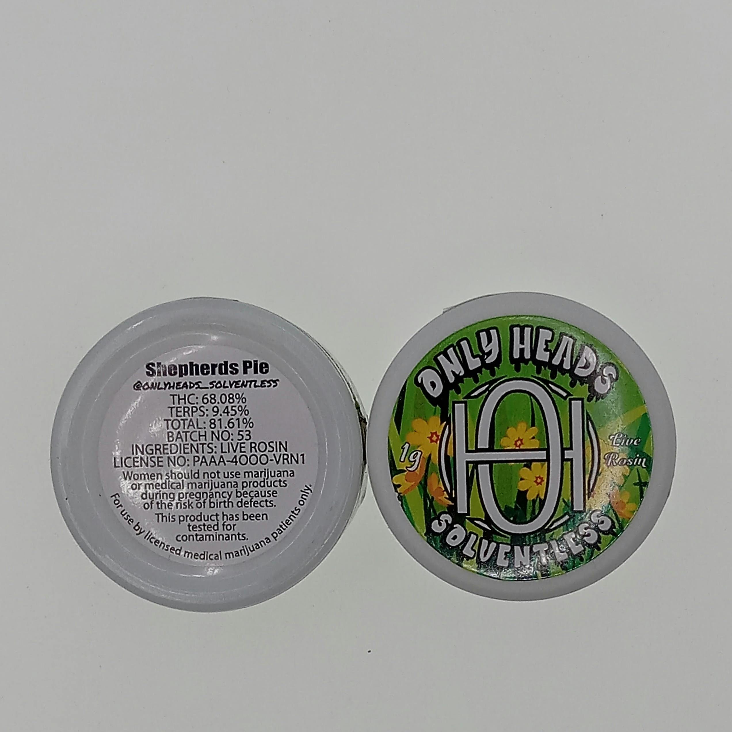 Shepards Pie Live Rosin 1g (Only Heads)