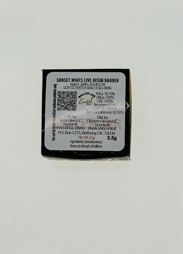 Cartel Oil Co | Sunset Mints | Live Resin Badder | 3.5g