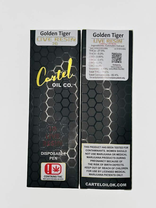 Cartel Oil Co | Golden Tiger | Live Resin Disposable | 2g