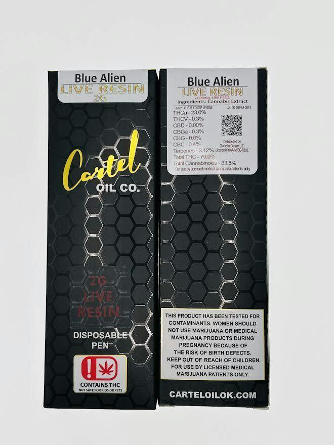Cartel Oil Co | Blue Alien | Live Resin Disposable | 2g