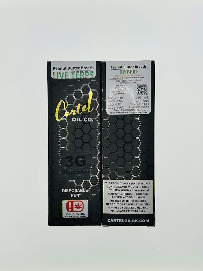 Cartel Oil Co | Peanut Butter Breath | Live Terp Disposable | 3g