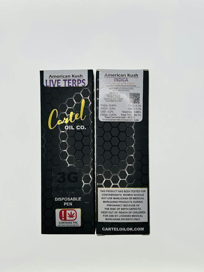 Cartel Oil Co | American Kush | Live Terp Disposable | 3g