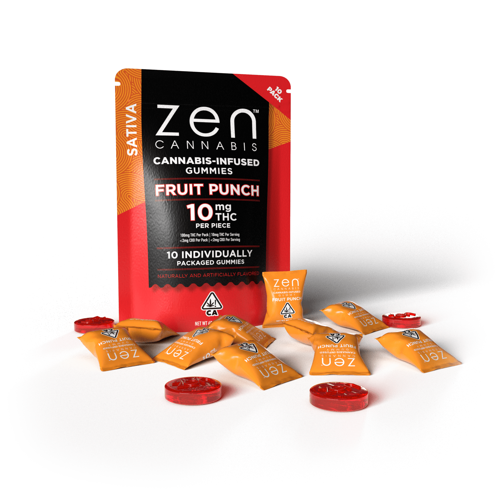 Fruit Punch Sativa 10-Pack Gummies by Zen Cannabis