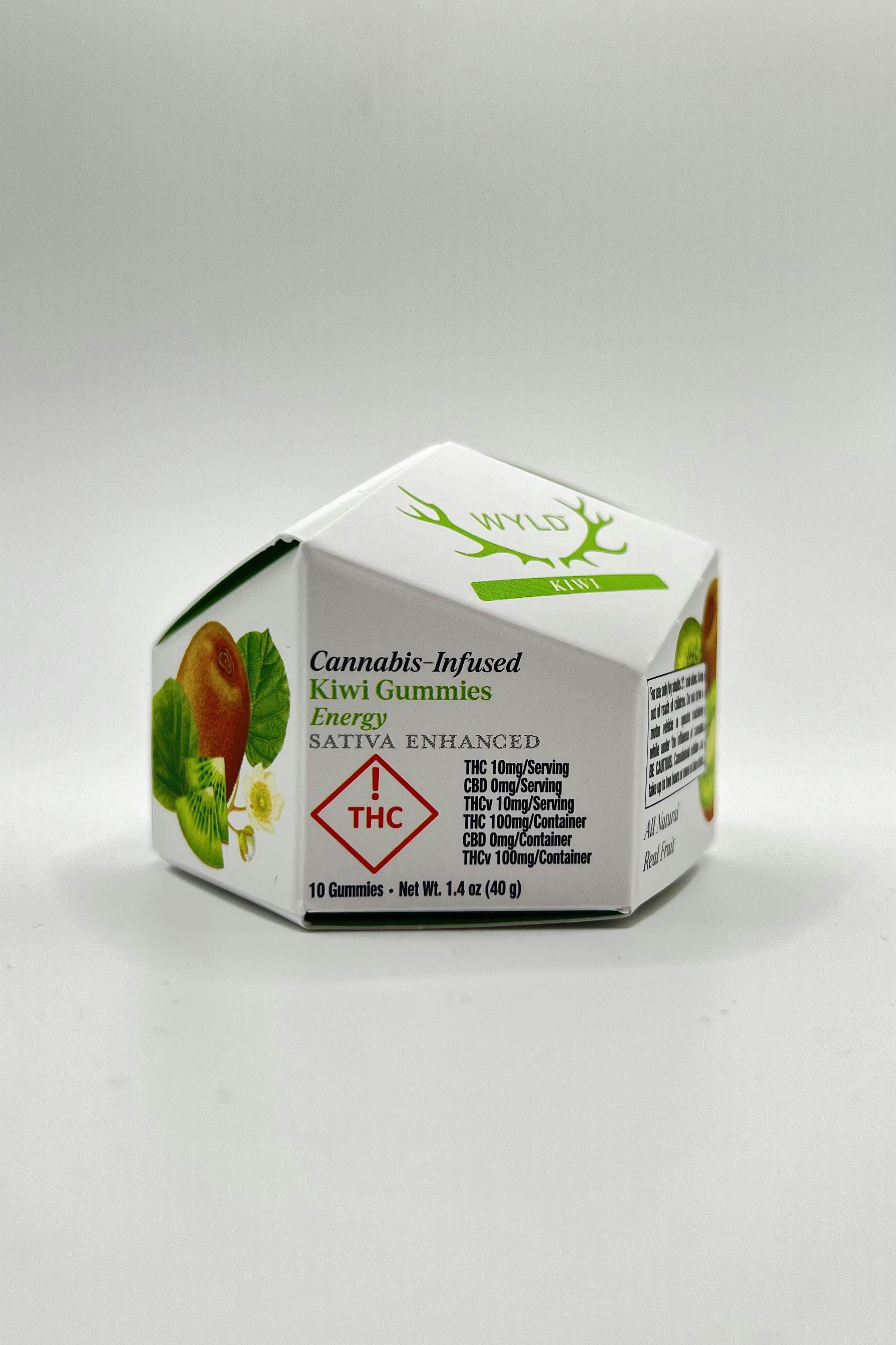 WYLD | Kiwi 1:1 THCv + Sativa Enhanced Gummies | 100mg | 10ct | 10mg/ea by Wyld