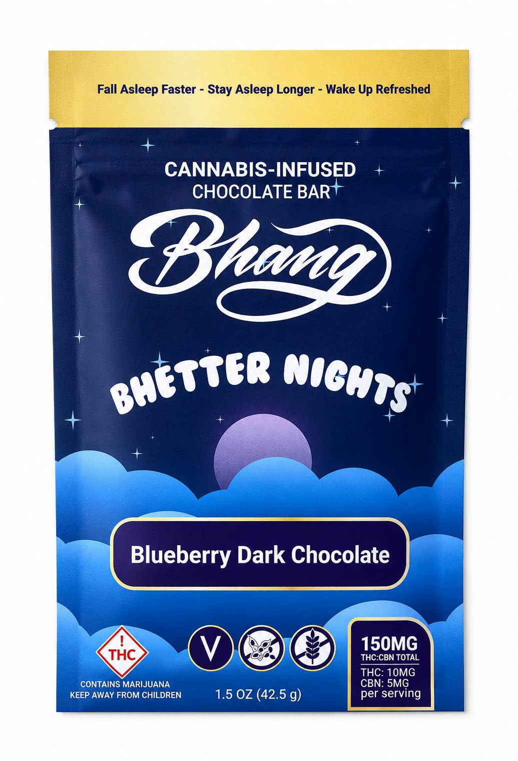 Bhang Chocolate Bar | Bhetter Night Sleep Blueberry | 100mgTHC:50mgCBN at Flavors Dispensary Deming