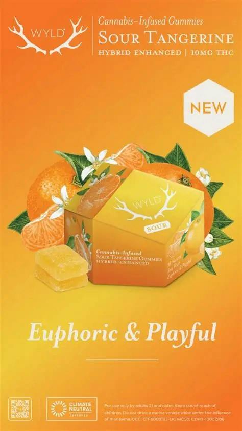 WYLD | Sour Tangerine Hybrid Enhanced Gummies | 100mg | 10ct | 10mg/ea at HCC Herrera Cannabis Co.