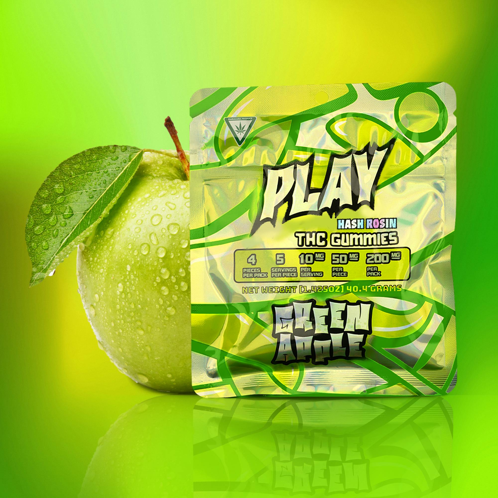 Play | Green Apple | 200mg | Live Rosin Gummies