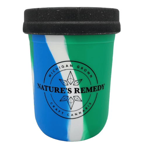 Nature's Remedy Branded Re-Stash Mason Jar 8oz - Ocean Tye Dye