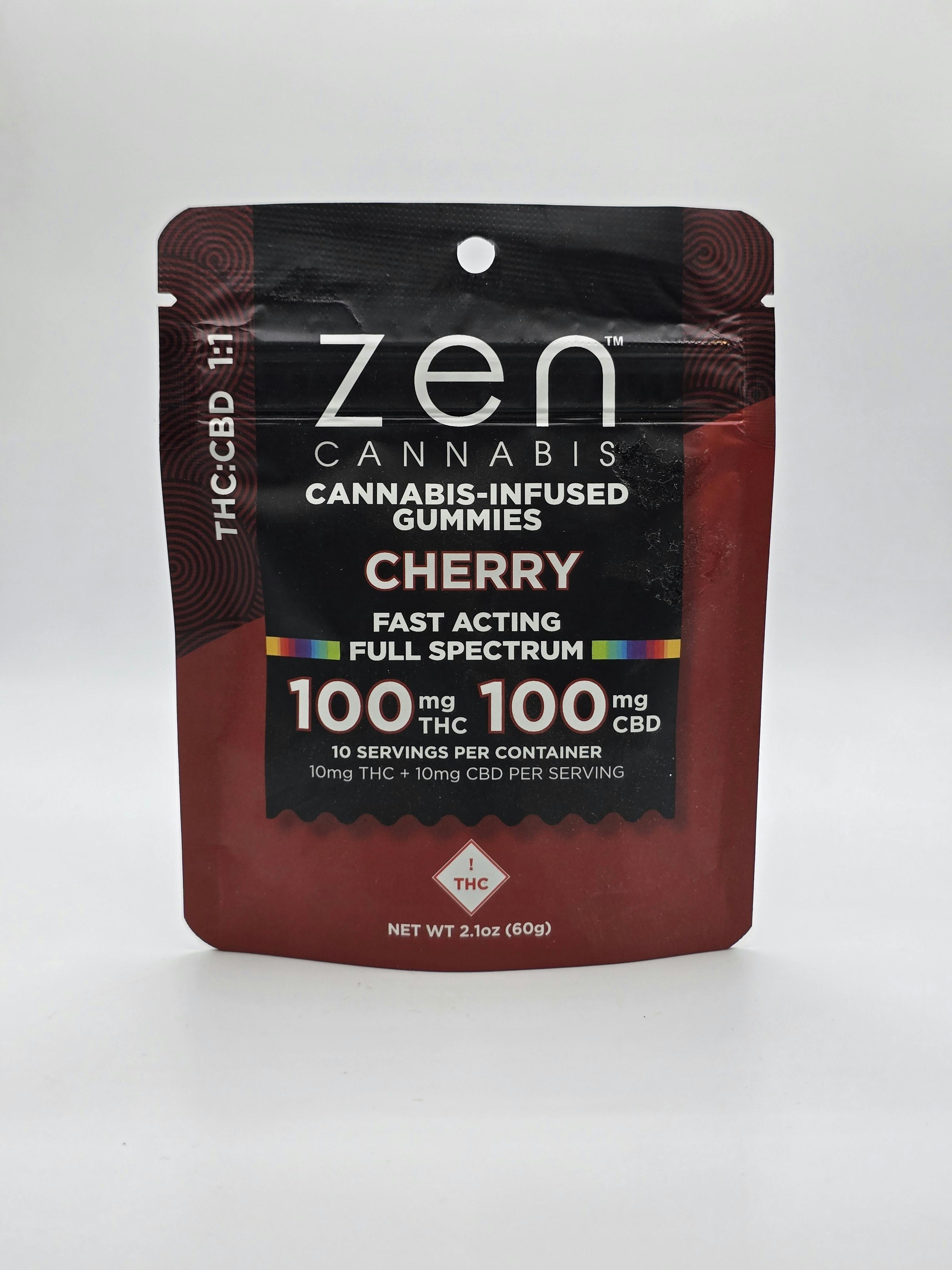 Cherry 1:1 THC:CBD 10-Pack Gummies by Zen Cannabis