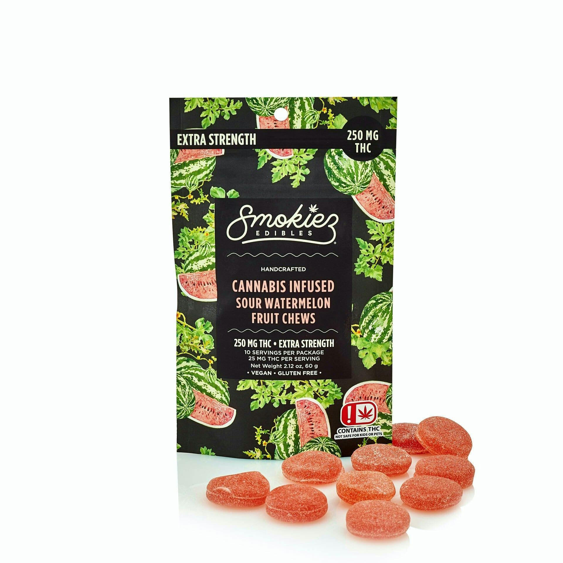 Sour Watermelon Fruit Chews - 250 mg THC - OK
