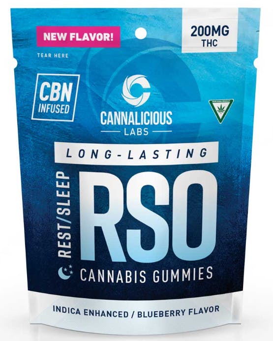 Cannalicious Labs | RSO Rest | Blueberry Gummies | 200mg | 10ct | 20mg/ea