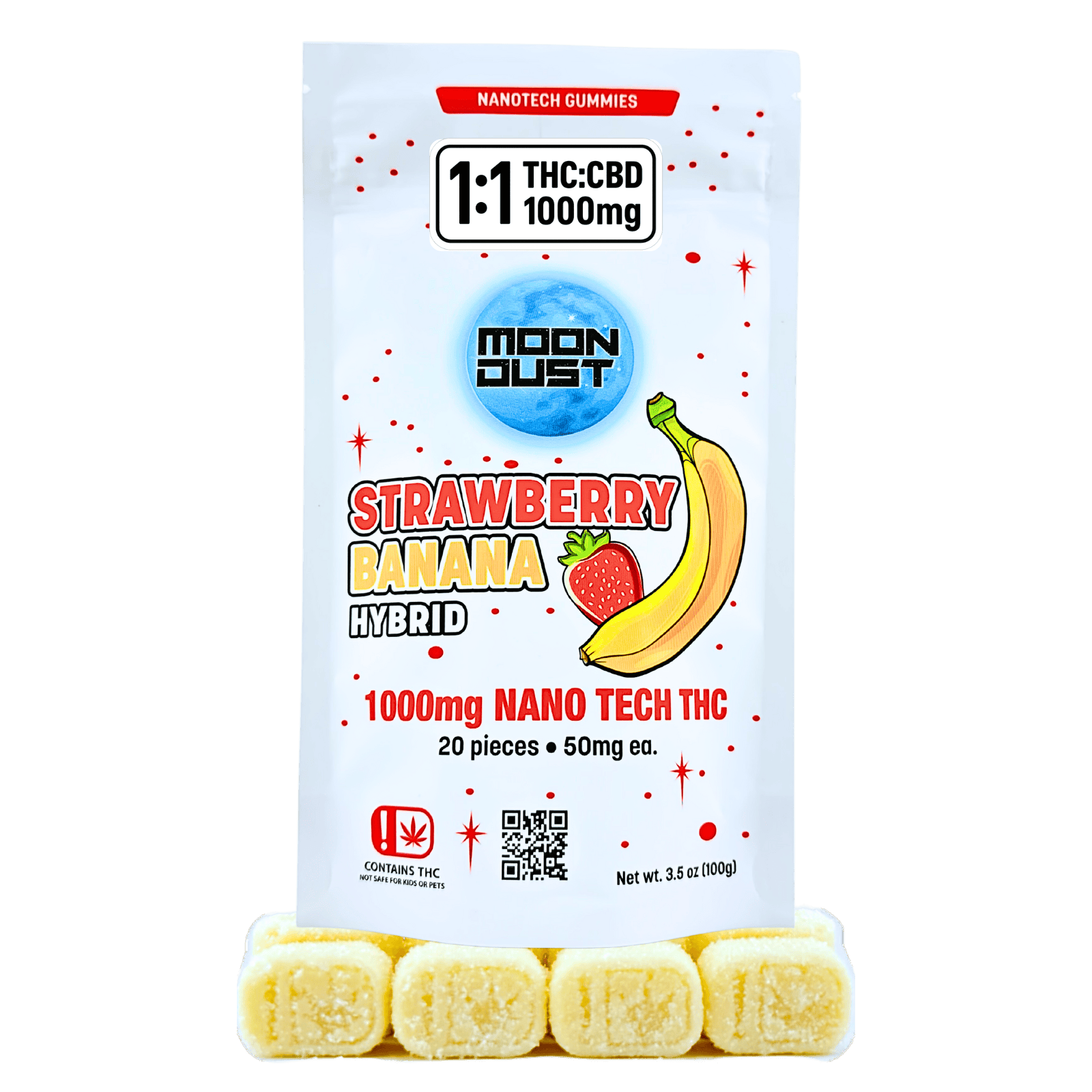 Moon Dust | Strawberry Banana 1:1 Nano Gummies | 1000mg | 20ct | 50mg/ea by MOON DUST