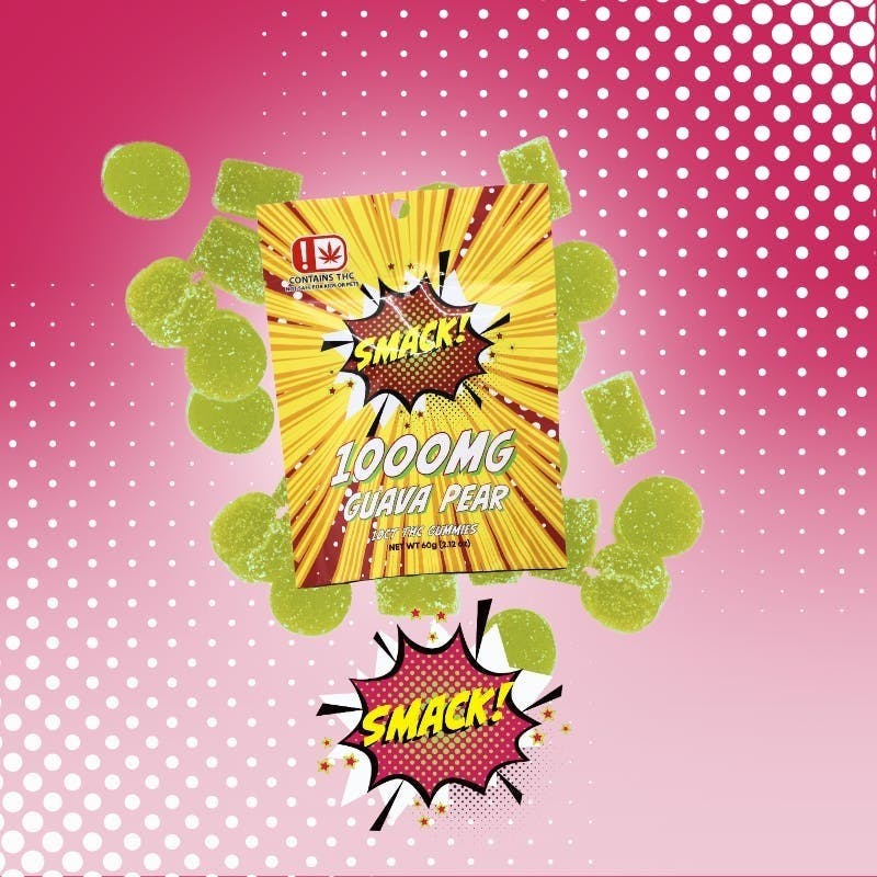 SMACK! - 10ct Gummies - Guava Pear - 1000mg THC at Reefer Joe's