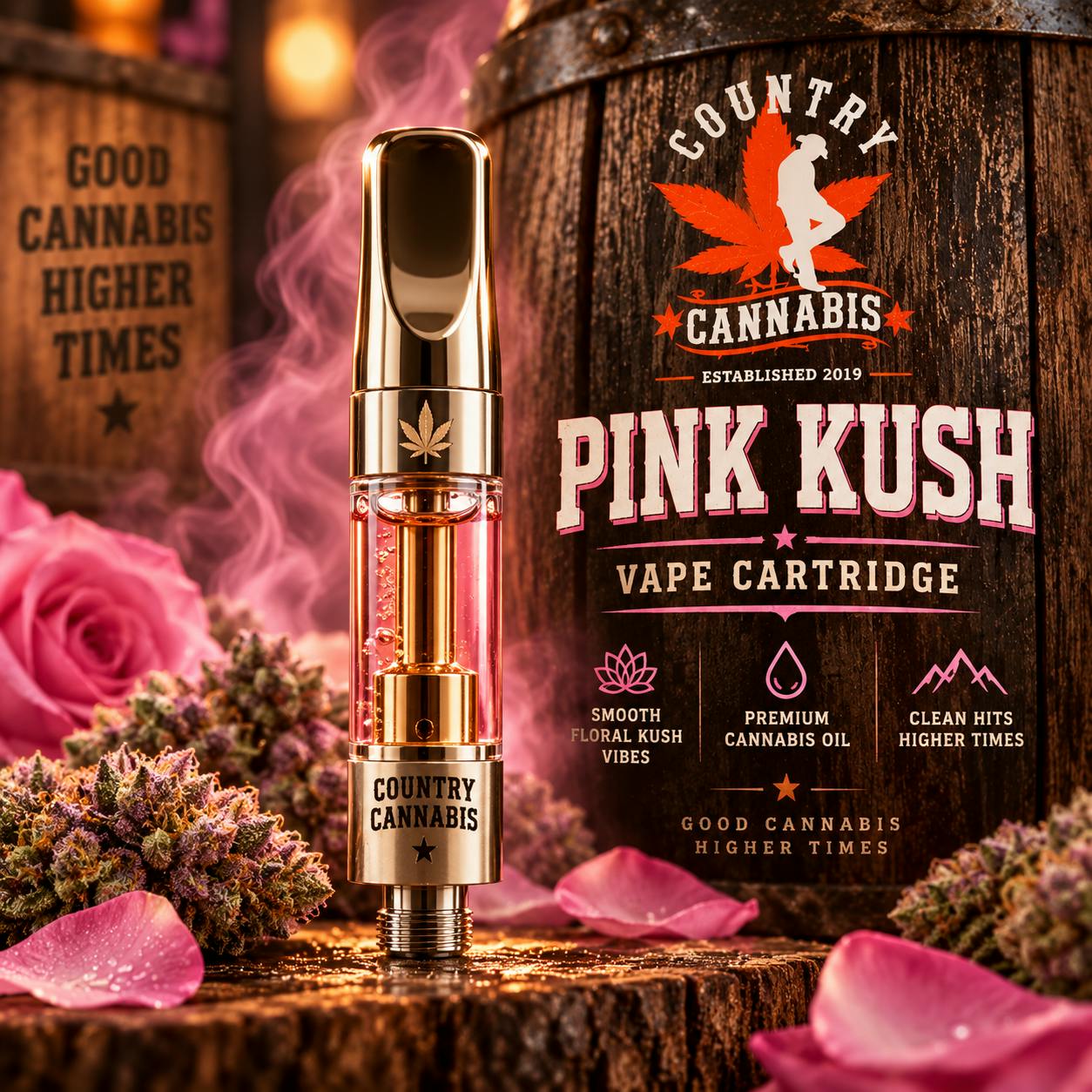 Pink Kush - Country Cannabis | 1g Vape Cartridge