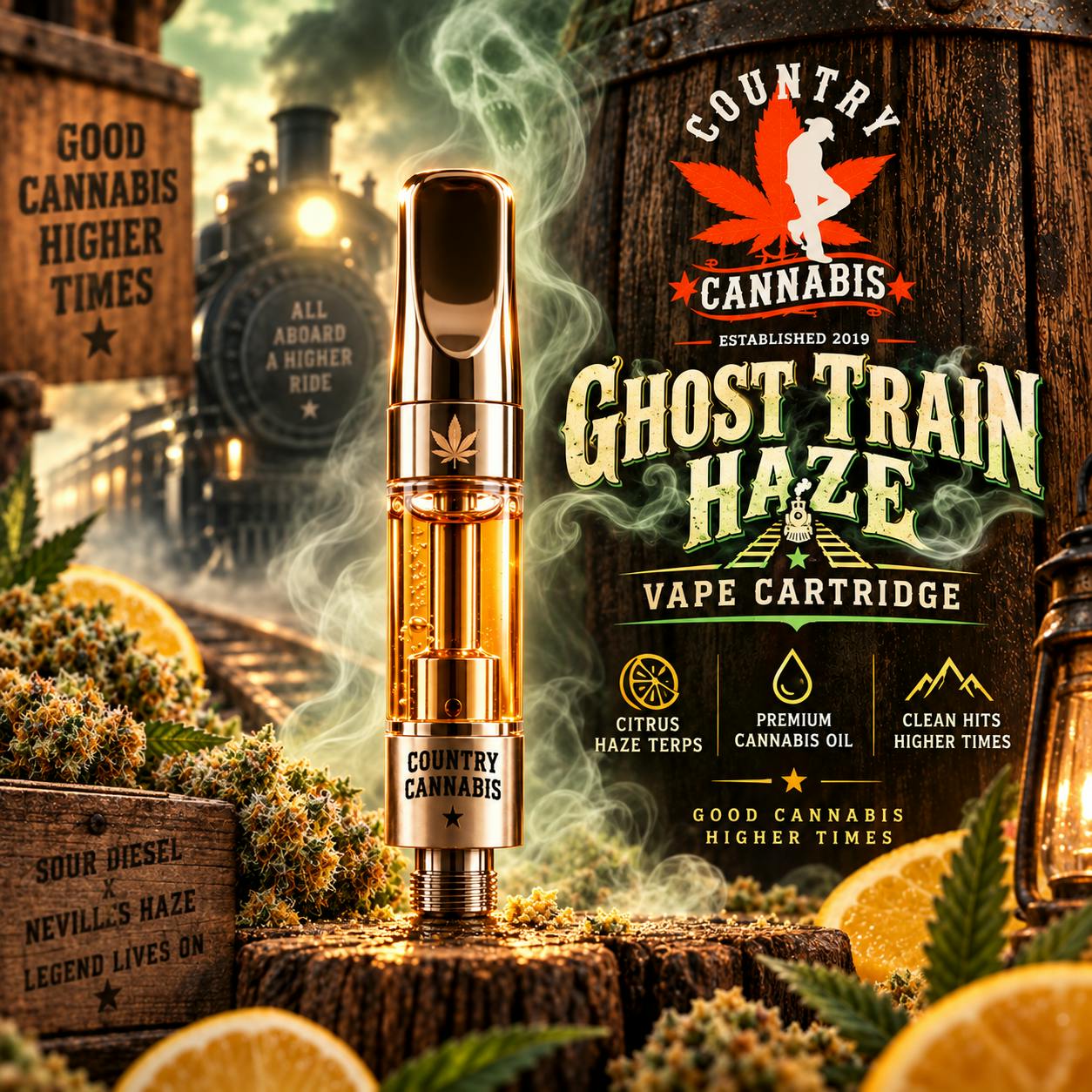 Ghost Train Haze - Country Cannabis | 1g Vape Cartridge