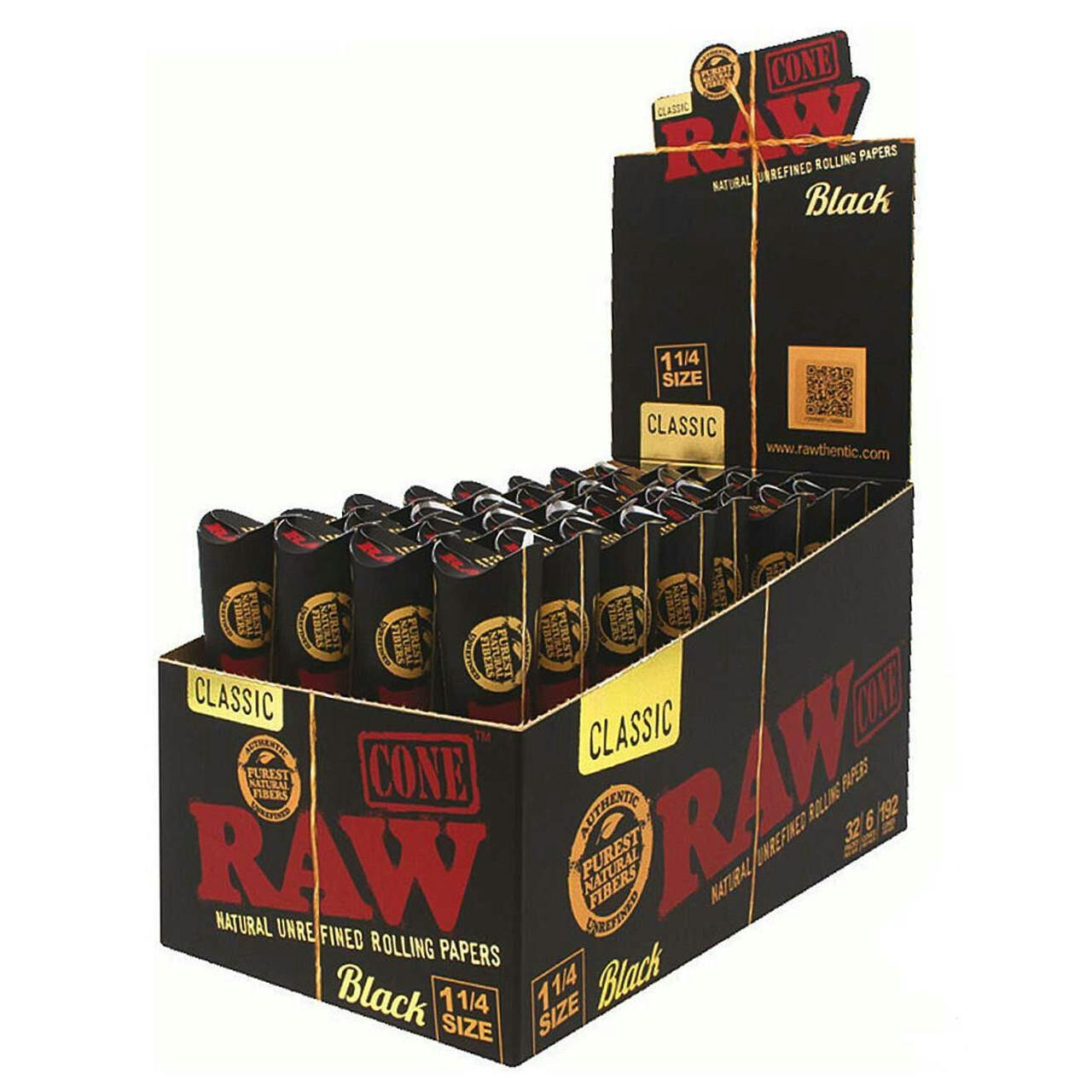 Raw - Black Classic 6 Cones - 1 1/4