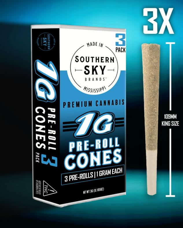 Southern Sky: Gorilla Breath - (3) 1g PreRolls - 3g - Hybrid