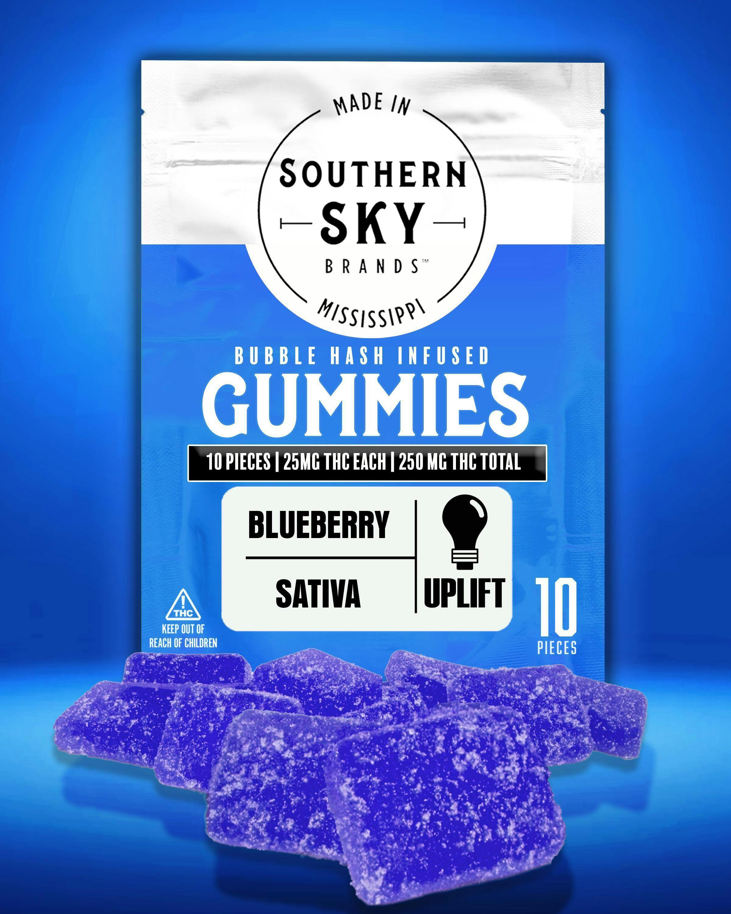 Blueberry Bubble Hash Infused Gummies | 250mg | 10ct | 250mg/ea
