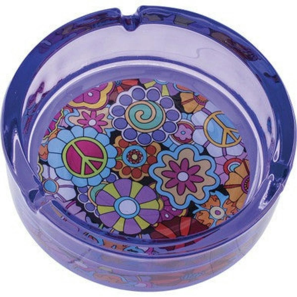 Fujima: 6.25" Purple Hippie Flower Glass Ashtray