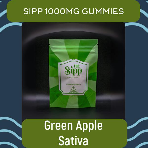 The Sipp: Green Apple - (10) 100mg Pieces - 1000mg - Sativa