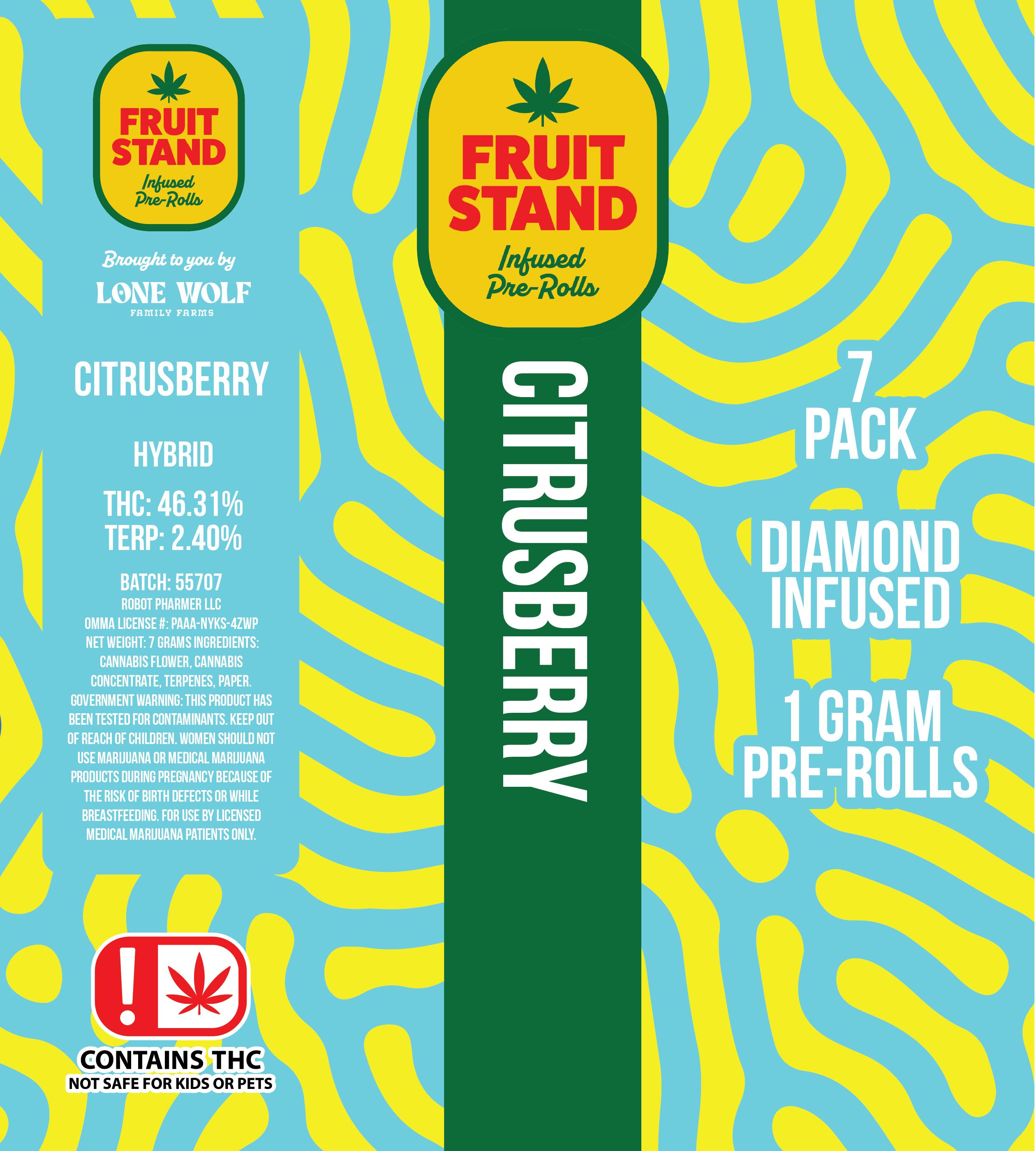 Fruit Stand | CitrusBerry | Infused Joints | 1g each | 7pk by Fruit Stand