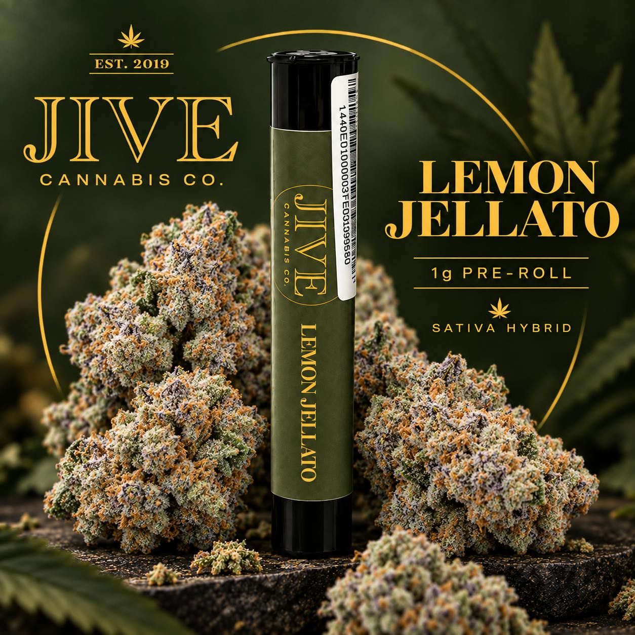 Jive Cannabis Co. | Lemon Jellato (Sativa Hybrid) | Flower Preroll | 1g