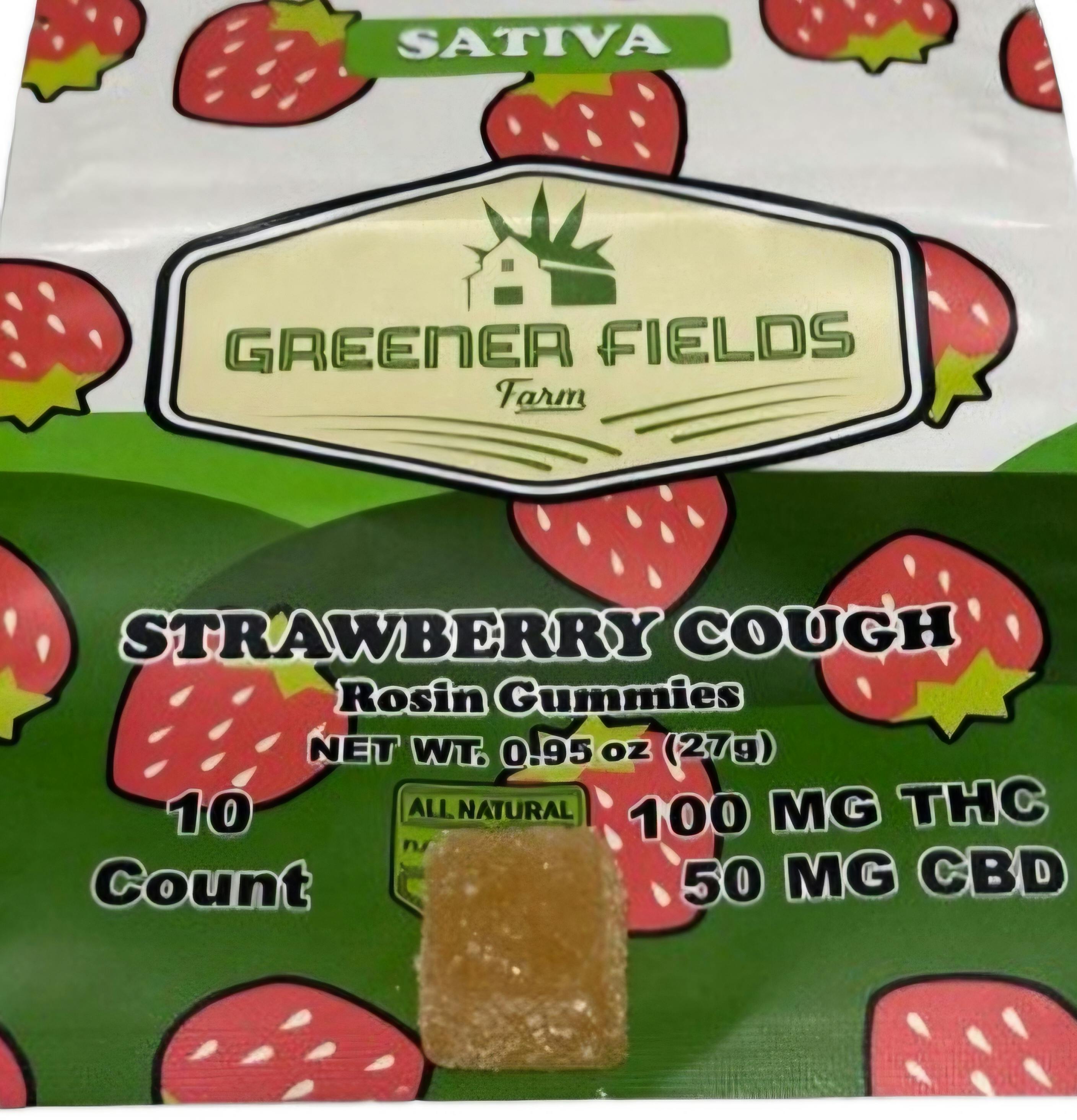 Strawberry Cough | 100MG Gummies | Greener Fields