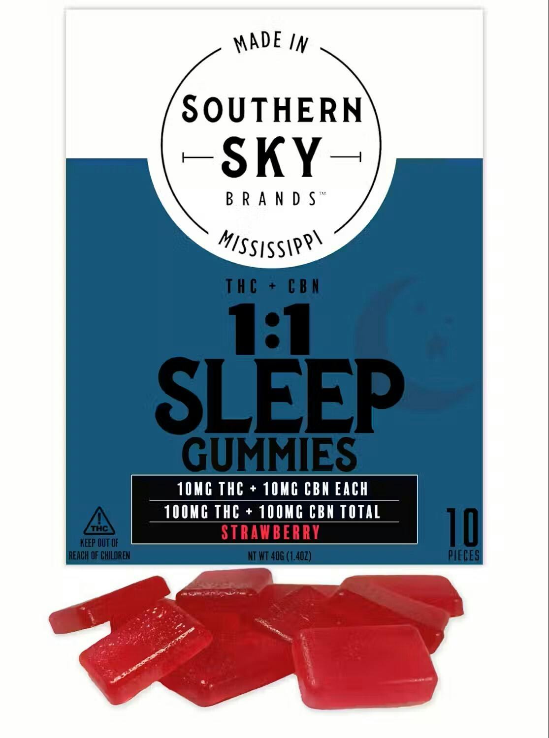 1:1 THC:CBN Strawberry Sleep Gummies by Southern Sky Brands