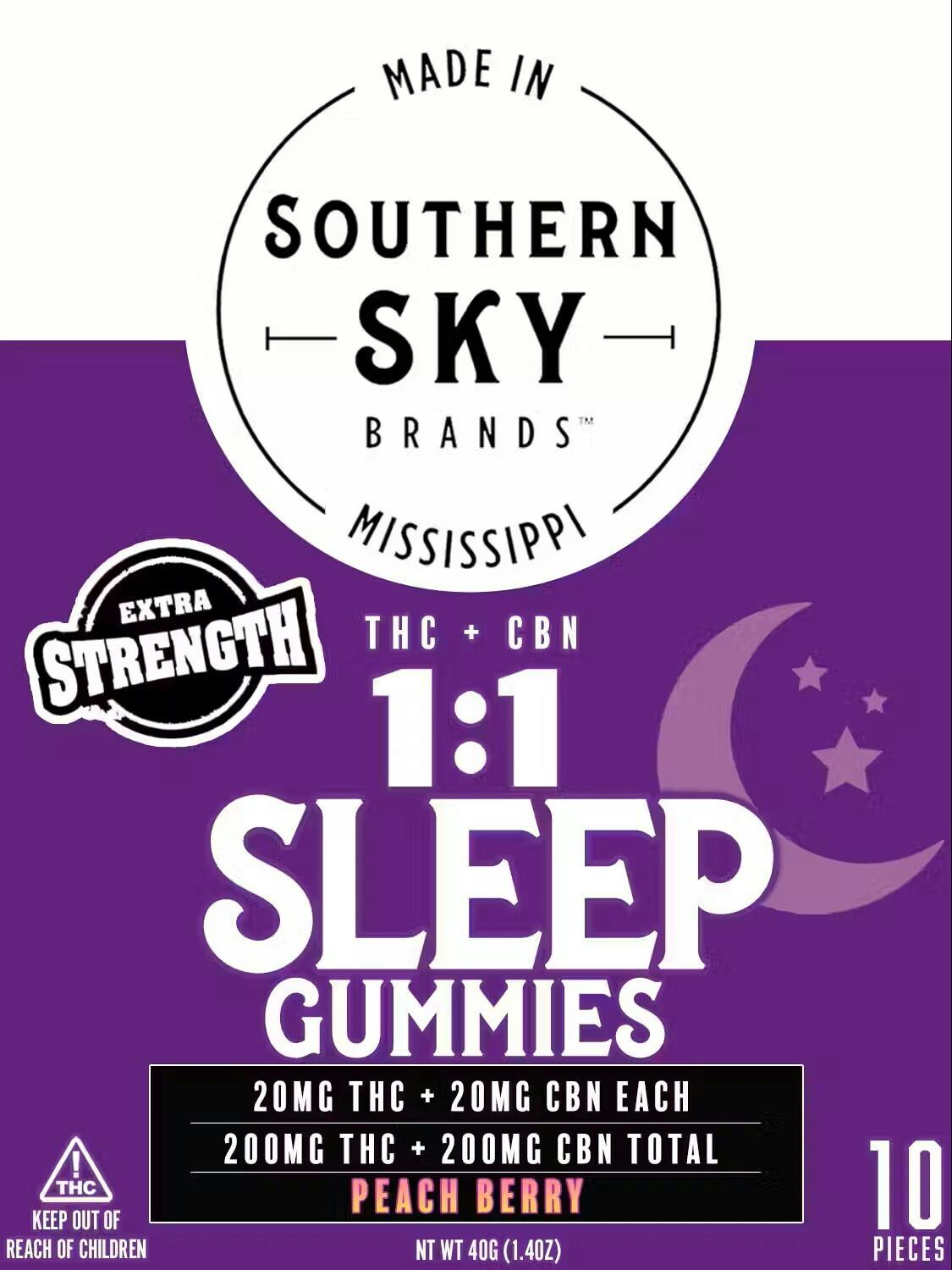 1:1 THC:CBN Peach Berry Sleep Gummies | 200mg | 10ct | 20mg/ea