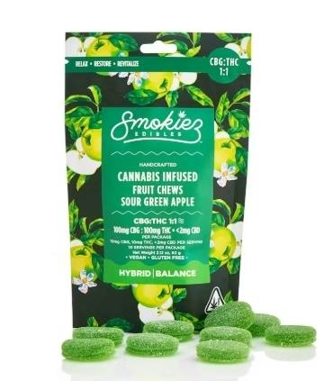 Sour Green Apple Gummies 1:1 THC:CBG | 100mg | 10ct | 10mg/ea