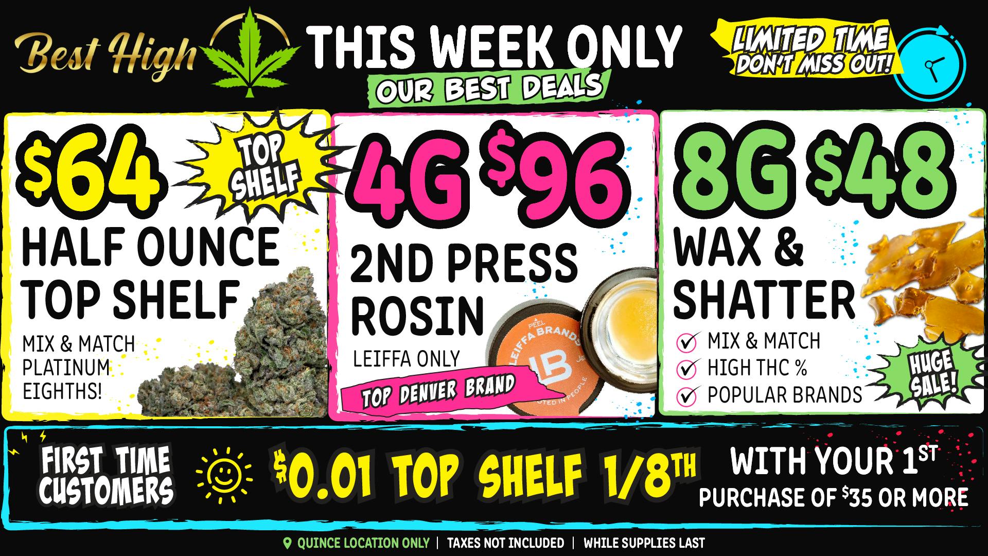 🍯 ☀️ 8G Wax/Shatter $48 | $64 Top Shelf 1/2 Ounce at Best High