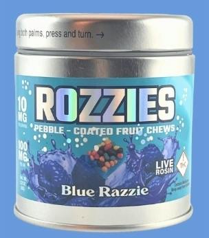 Rozzies Rosin Chews Blue Razz cannabis product