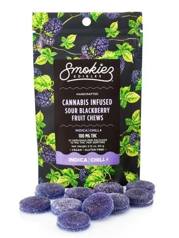 Smokiez Gummy Sour Blackberry Indica cannabis product