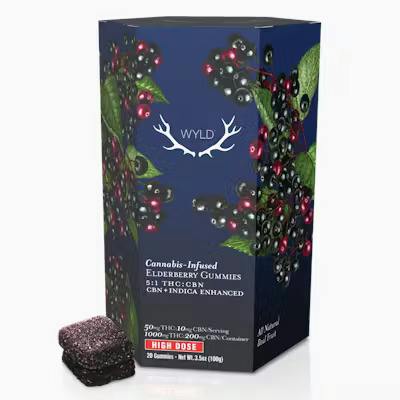 Elderberry 2:1 CBN + Indica Enhanced Gummies | 100mg | 10ct | 10mg/ea by WYLD