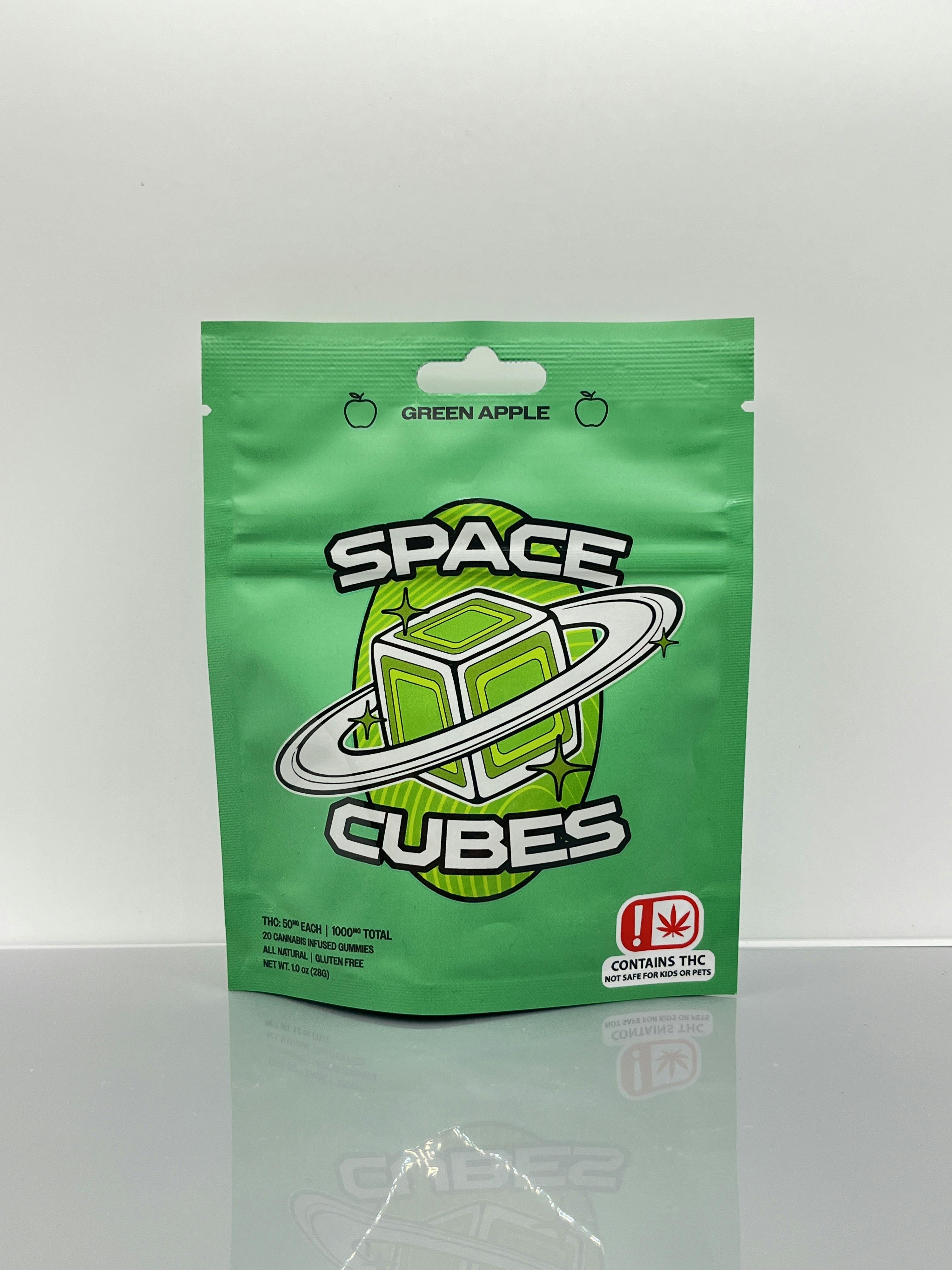 Space Cube | 1000MG Gummies | Green Apple
