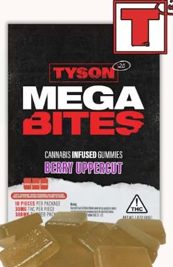 Tyson 2.0 | Mega Bites | Berry Uppercut Gummies | 300mg | 10ct | 30mg/ea by Tyson 2.0