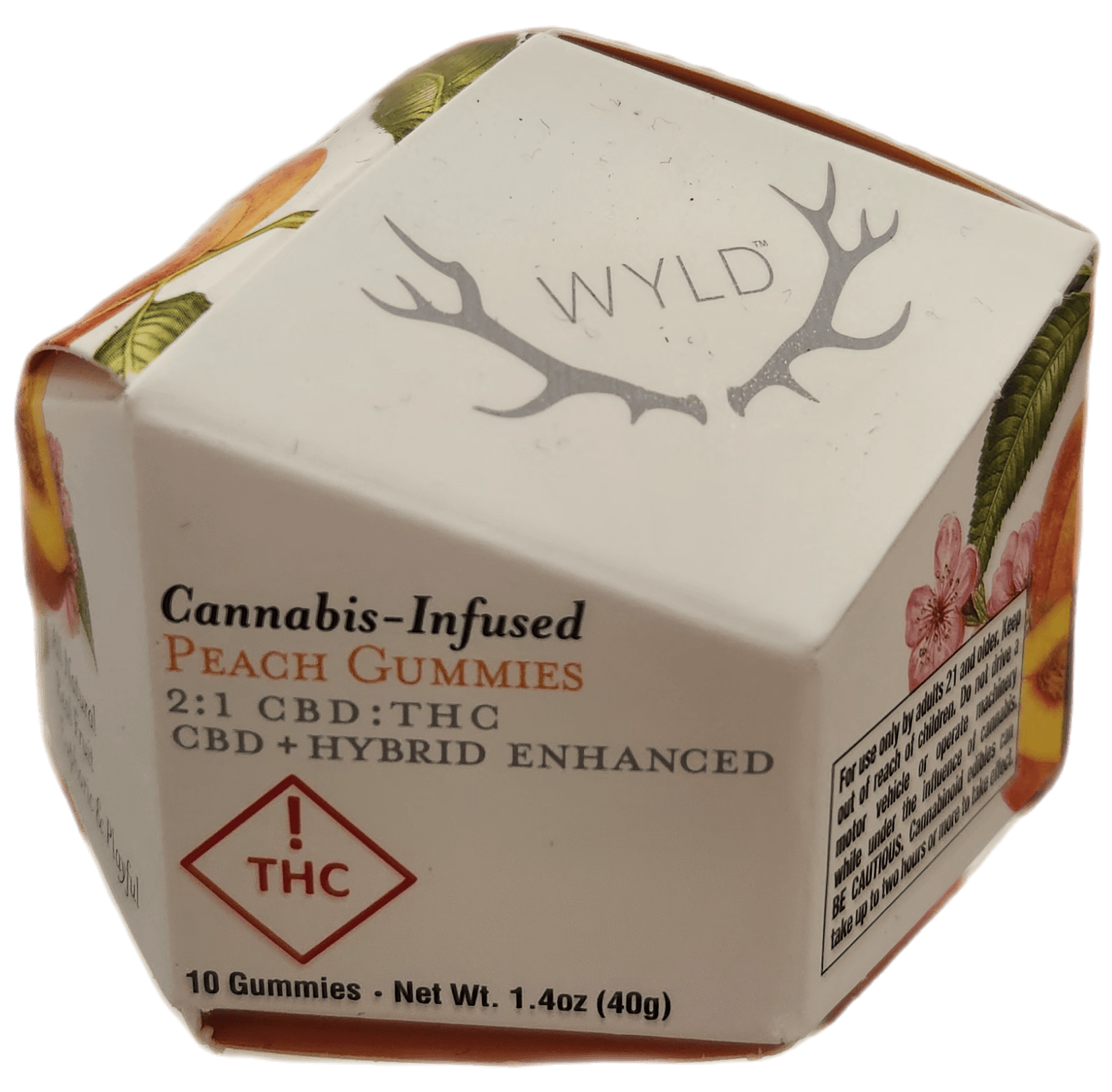 Peach 2:1 CBD:THC Hybrid Enhanced Gummies | 100mg | 10ct | 10mg/ea