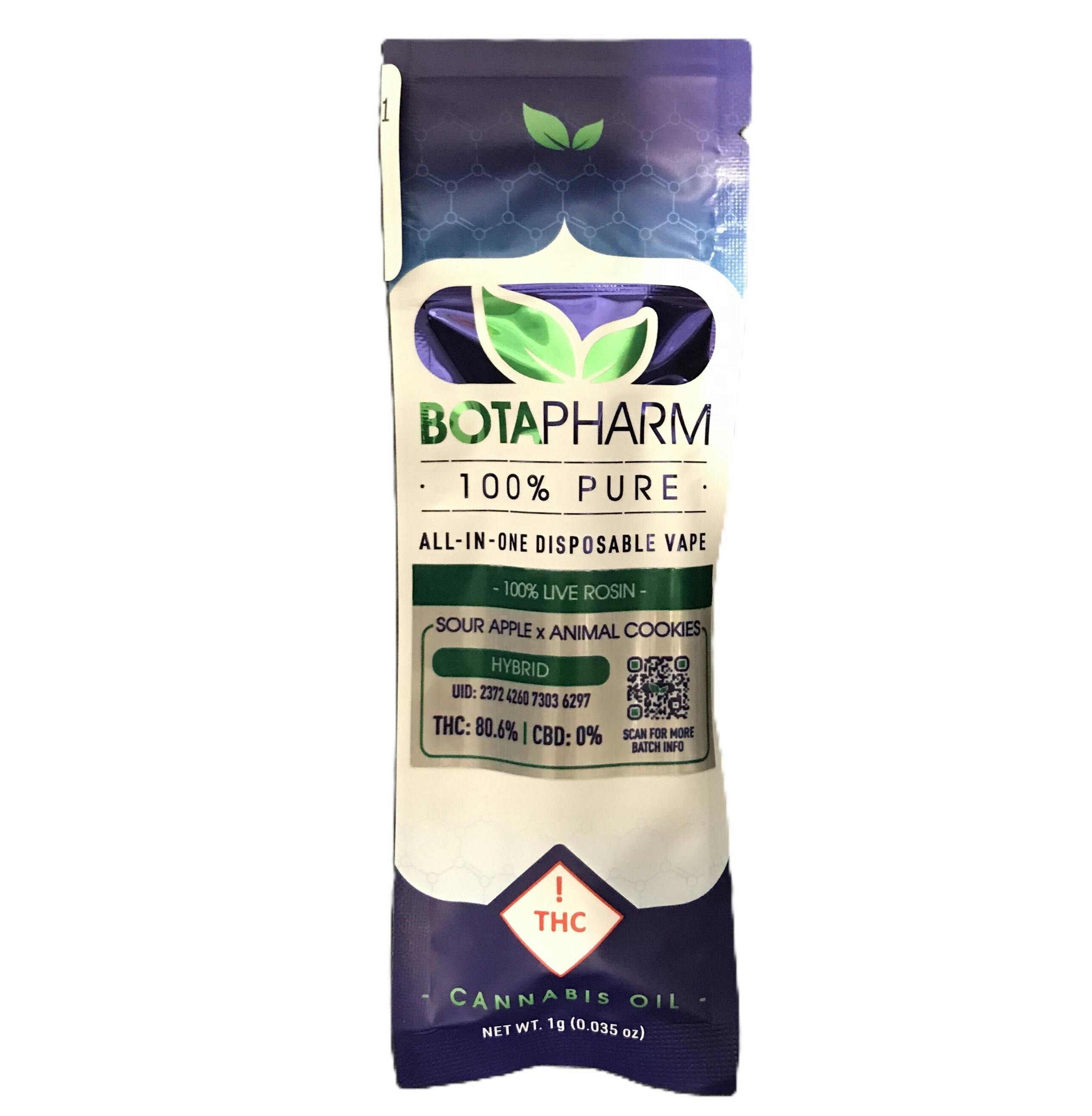 Botapharm Live Rosin Sour Apple x Animal Cookies Disposable
