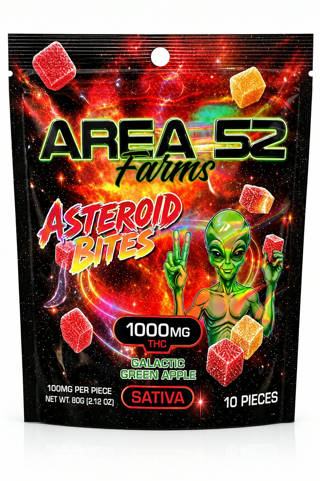 Asteroid Bites 1000mg | Area 52 - Galactic Green Apple