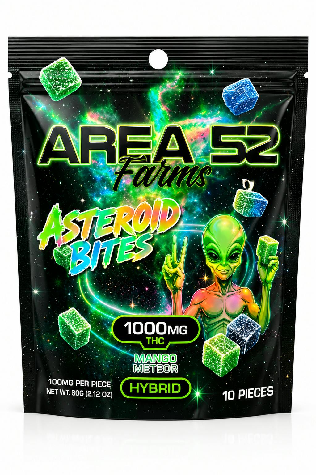 Asteroid Bites 1000mg | Area 52 - Mango Meteor