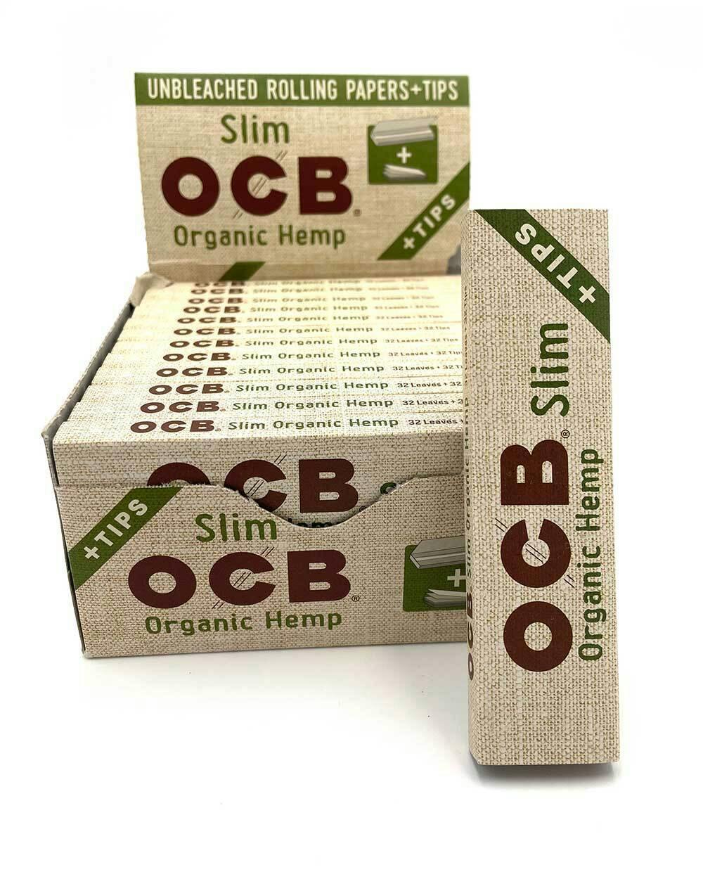 Ocb | Unbleached Organic Hemp Papers + Tips (32Pk) | Slim | Accessories