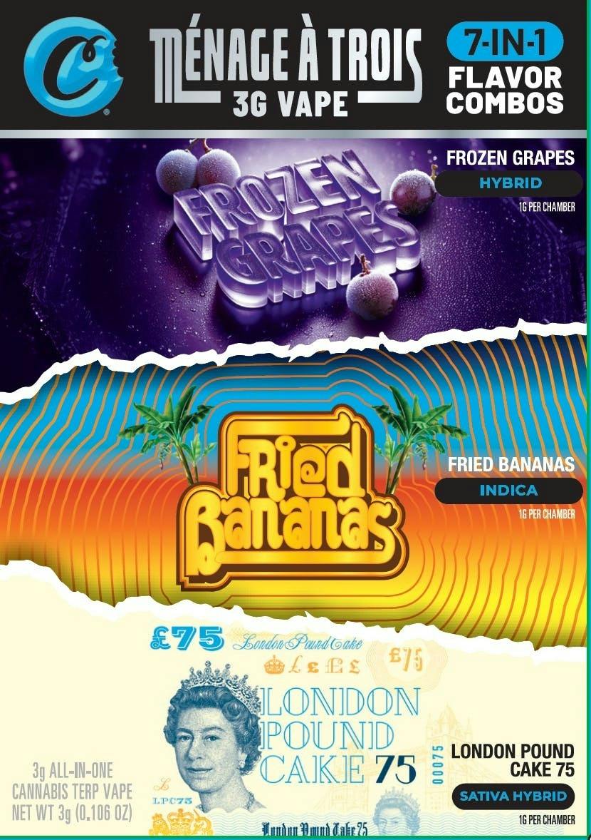 Cookies - 3G Triple Chamber Disposable - Frozen Grapes & Fried Bananas & London Pound Cake