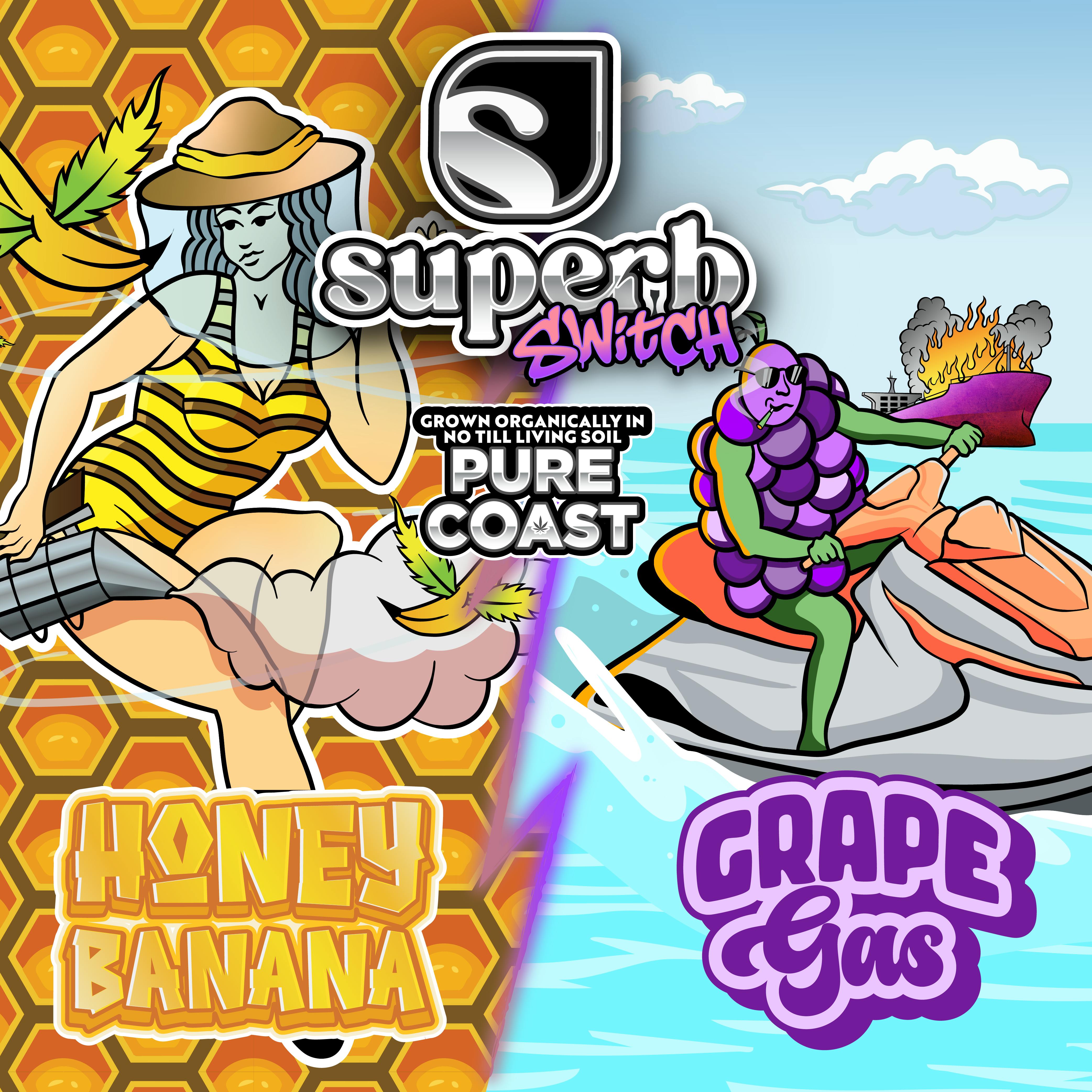 Superb - 1g Dual Chamber Live Rosin Dispoable - Honey Banana & Grape Gas