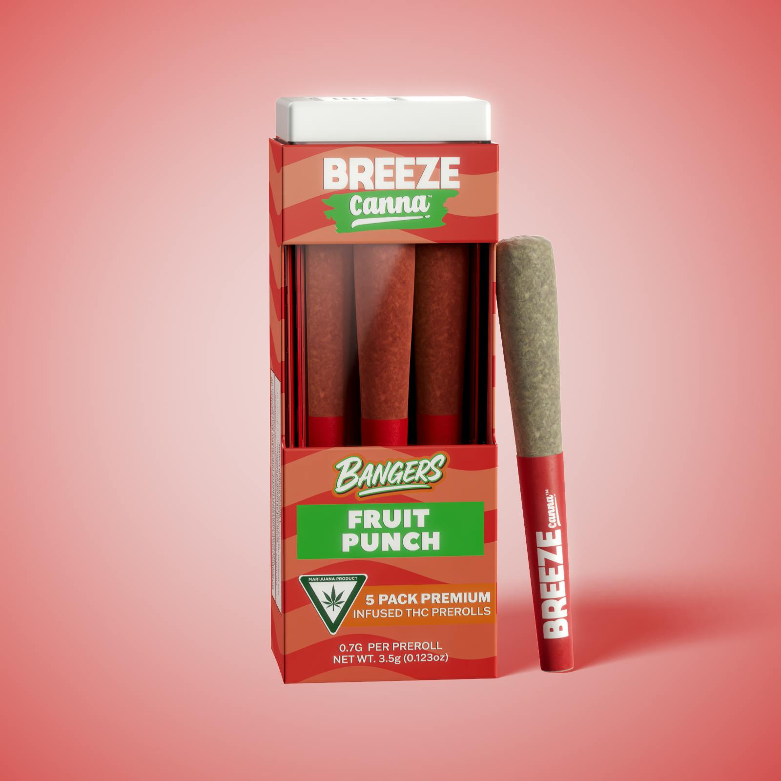 BREEZE Canna | Fruit Punch | Bangers Infused Joints | .7g each | 5pk